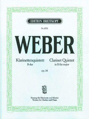 Slika WEBER:QUINTETT OP.34 VERSION FOR CLARINET AND PIANO