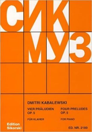 KABALEWSKI:4 PRELUDES OP.5 FOR PIANO