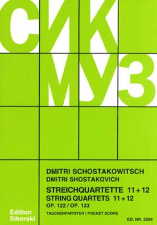 SHOSTAKOVICH:SRTING QUARTETS NO. 11 & 12 STUDY SCORE