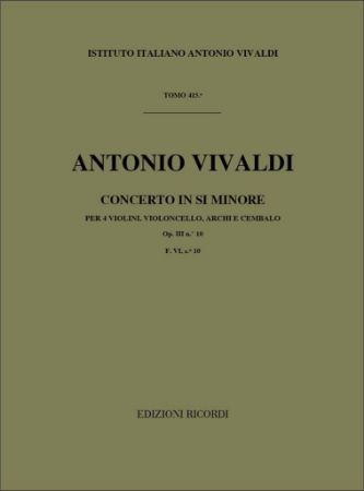 VIVALDI:CONCERTO IN SI MINORE OP.3/10 F.VI NO.10 SCORE