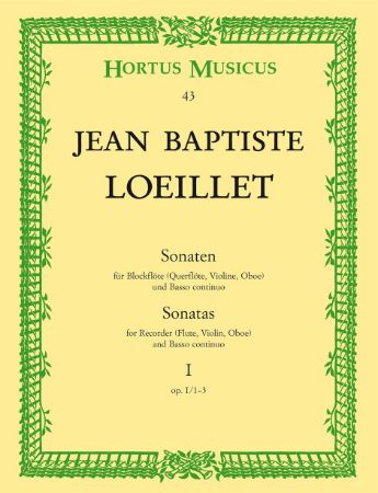 LOEILLET:SONATAS OP.1/1-3 VOL.1 RECORDER(FLUTE,VIOLIN,OBOE) AND NASSO CONTINUO