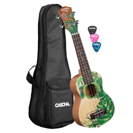 CASCHA Soprano Ukulele Leafy incl.bag HH 2602