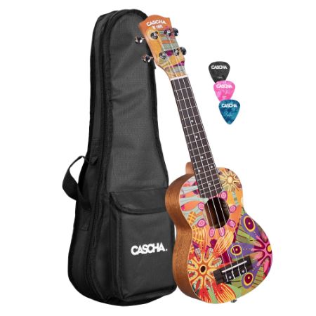 CASCHA Soprano Ukulele Flowers incl.bag HH 2603