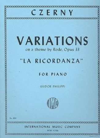 CZERNY:VARIATIONS ON A THEME BY RODE OP.33 PIANO