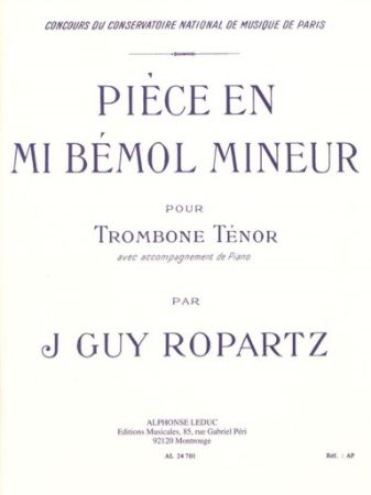 ROPARTZ:PIECE EN MI BEMOL MINEUR TROMBONE TENOR & PIANO